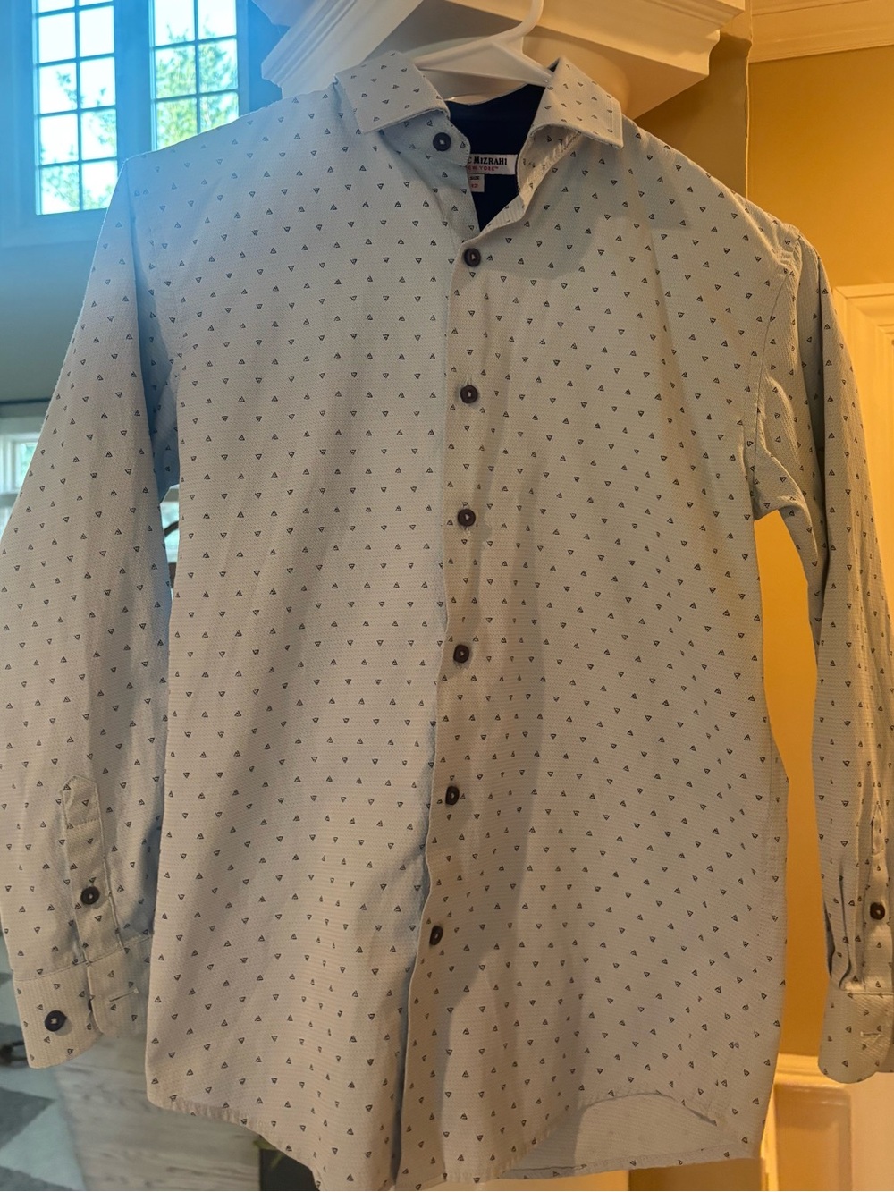 Kids Light Blue Patterned Button-Down Shirt - Casual Dress Shirt